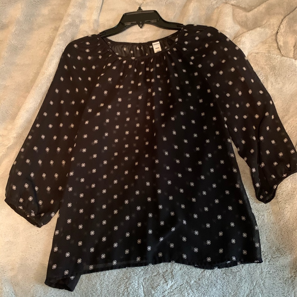 Sheer black and white blouse